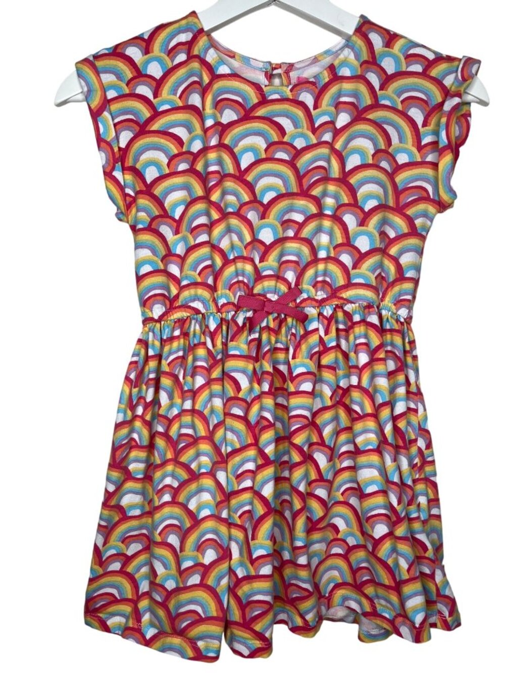 Isaac Mizrahi Girls Size 7/8 Rainbow Print Short Sleeve Dress